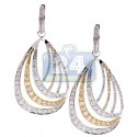 14K Two Tone Gold 4.05 ct Diamond Womens Dangle Earrings