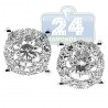 Womens Diamond Illusion Stud Earrings 14K White Gold 1.79 ct