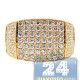 14K Yellow Gold 3.31 ct Round Cut Diamond Mens Rectangle Ring
