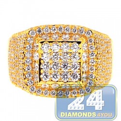 14K Yellow Gold 3.06 ct Diamond Mens Signet Ring