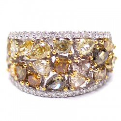 14K White Gold 4.35 ct Fancy Yellow Diamond Womens Ring