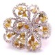 14K White Gold 3.62 ct Fancy Yellow Diamond Womens Flower Ring