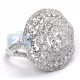 14K White Gold 3.11 ct Diamond Cluster Womens Round Ring