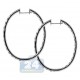 14K White Gold 4.40 ct Diamond Womens Oval Hoop Earrings 2 Inch