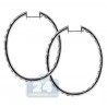 Womens Diamond Oval Hoop Earrings 14K White Gold 4.40 ct 2 Inch