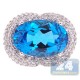 14K White Gold 25.15 ct Blue Topaz Diamond Womens Cocktail Ring