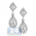 18K White Gold 1.12 ct Diamond Womens Small Drop Earrings
