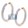 Womens Diamond Round Hoop Earrings 18K Rose Gold 3.43 Carat
