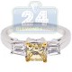 GIA 18K White Gold 1.25 ct Fancy Yellow Diamond Womens Engagement Ring