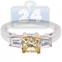 GIA 18K White Gold 1.25 ct Fancy Yellow Diamond Womens Engagement Ring