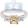 GIA Certified 18K White Gold 1.25 ct Fancy Yellow Diamond Womens Engagement Ring