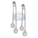 14K White Gold 1.60 ct Diamond Womens Double Drop Earrings
