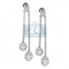 Womens Oval Diamond Double Drop Earrings 14K White Gold 1.60 ct