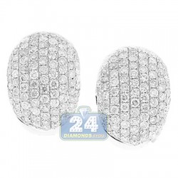 14K White Gold 3.80 ct Diamond Womens Small Hoop Earrings