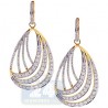 Womens Diamond Oval Dangle Earrings 14K Yellow Gold 4.00 Carat