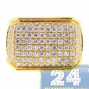 14K Yellow Gold 2.80 ct Diamond Mens Rectangle Signet Ring