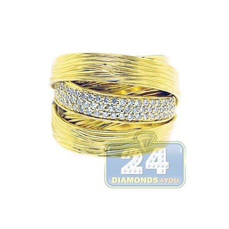 14K Yellow Gold 0.55 ct Diamond Womens Vintage Satin Finished Ring