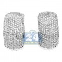 14K White Gold 3.69 ct Diamond Pave Womens Huggie Earrings