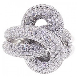 14K White Gold 3.54 ct Diamond Womens Knot Design Ring