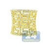 Womens 1.05 ct Diamond Greek Key Wide Ring in 14K Yellow Gold