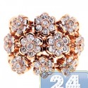 18K Rose Gold 2.35 ct Diamond Cluster Flower Design Ring