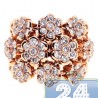 18K Rose Gold 2.35 ct Diamond Cluster Flower Design Womens Ring