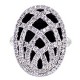 14K White Gold 3.31 ct Black Diamond Womens Oval Cage Ring