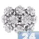 18K White Gold 2.40 ct Diamond Cluster Womens Flower Ring