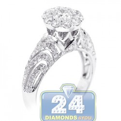 14K White Gold 1.90 ct Diamond Vintage Style Engagement Ring