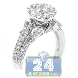 14K White Gold 1.84 ct Diamond Cluster Engagement Ring