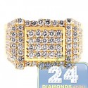 14K Yellow Gold 2.59 ct Diamond Mens Rectangle Ring