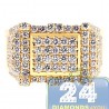 Mens Genuine Diamond Rectangle Ring 14K Yellow Gold 2.59 ct