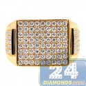 14K Yellow Gold 2.41 ct Diamond Rectangle Shape Mens Ring