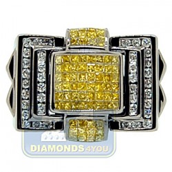 Black PVD 14K Gold 1.97 ct Yellow White Diamond Mens Ring