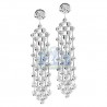 Womens Diamond Drop Chandelier Earrings 14K White Gold 2.24 ct