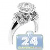 14K White Gold 1.70 ct Diamond Cluster Womens Engagement Ring