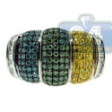 14K White Gold 2.50 ct Colored Diamond Mens Puff Ring