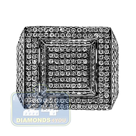 Black PVD 14K Gold 2.44 ct Diamond Mens Large Dome Signet Ring