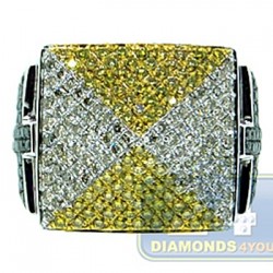 14K White Gold 2.02 ct Multi Colored Diamond Mens Cross Ring