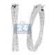 14K White Gold 1.42 ct Diamond Womens X Shape Hoop Earrings