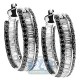 14K White Gold 3.70 ct Baguette Diamond Oval Hoop Earrings
