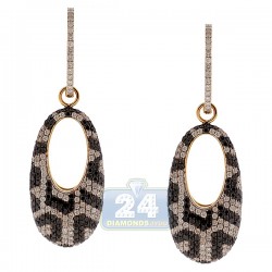 14K Yellow Gold 3.69 ct Black Diamond Womens Dangle Earrings