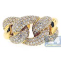 18K Yellow Gold 1.90 ct Diamond Cuban Link Womens Ring