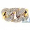 Womens Diamond Pave Cuban Link Ring Solid 18K Yellow Gold 1.90 Ct
