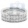 14K White Gold 2.44 ct 2 Row Diamond Womens Eternity Band Ring