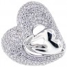14K White Gold 2.71 ct Diamond Double Heart Womens Ring