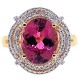 18K Yellow Gold 5.21 ct Pink Tourmaline Diamond Womens Ring