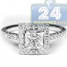 18K White Gold 1.75 ct Princess Cut Diamond Womens Engagement Ring
