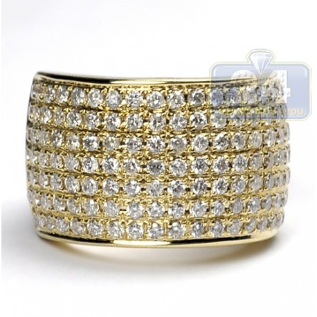 14K Yellow Gold 2.81 ct Diamond Womens Large Band Ring
