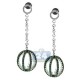 14K White Gold 2.55 ct Blue Diamond Ball Womens Drop Earrings